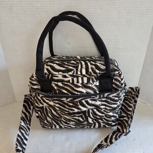 Lug Jive crossbody bag Handbag Zebra Sand Print Animal Safari Multi Pockets QVC